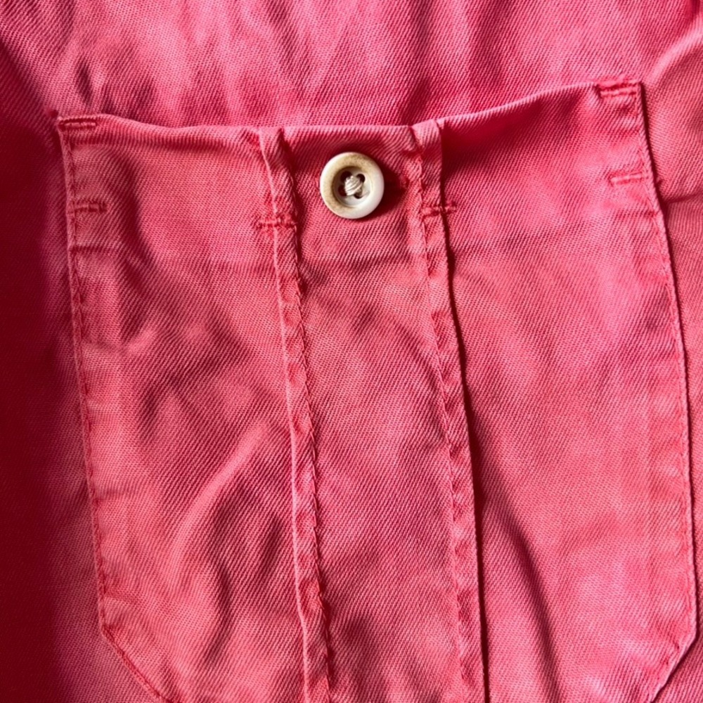 Tommy Bahama Pink Band Collar Roll Tab Sleeve Button Down Shirt Women S Tencel - Picture 5 of 15